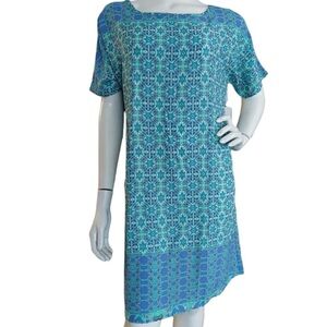Blue and Green Patterned Dress/ Tunic/beach cover